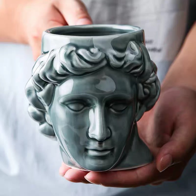 Limited Edition Apollo David Head Sculptured 3D Ceramic Milk/Coffee/Tea Mugs