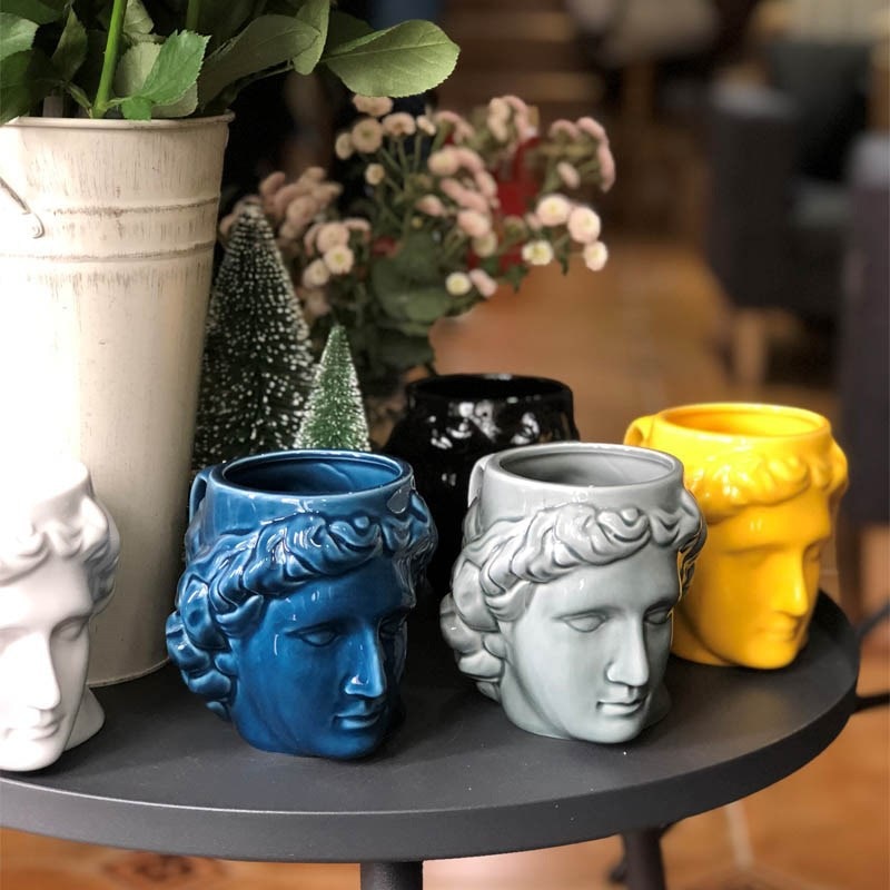 Limited Edition Apollo David Head Sculptured 3D Ceramic Milk/Coffee/Tea Mugs