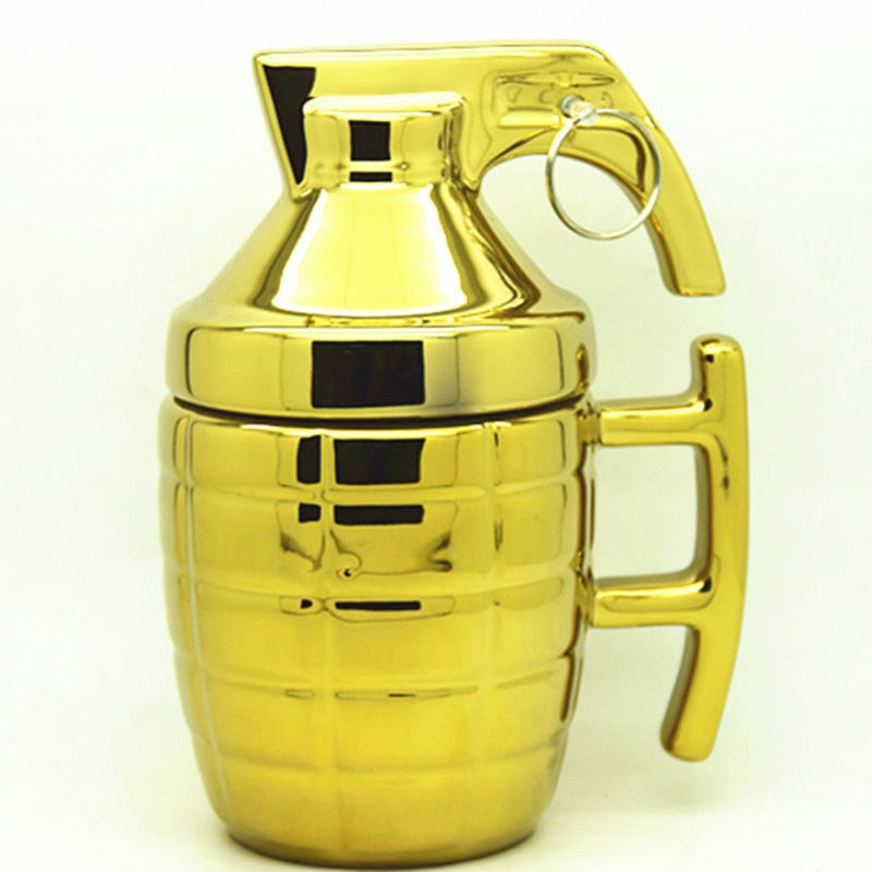 Cool Army Grenade Monolayer Ceramic Coffee/Tea Cup with Lid Ideal for Office/Personal Use