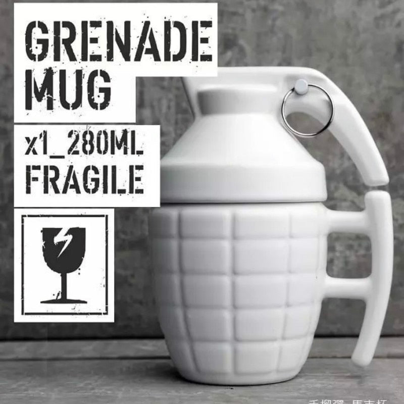 Cool Army Grenade Monolayer Ceramic Coffee/Tea Cup with Lid Ideal for Office/Personal Use