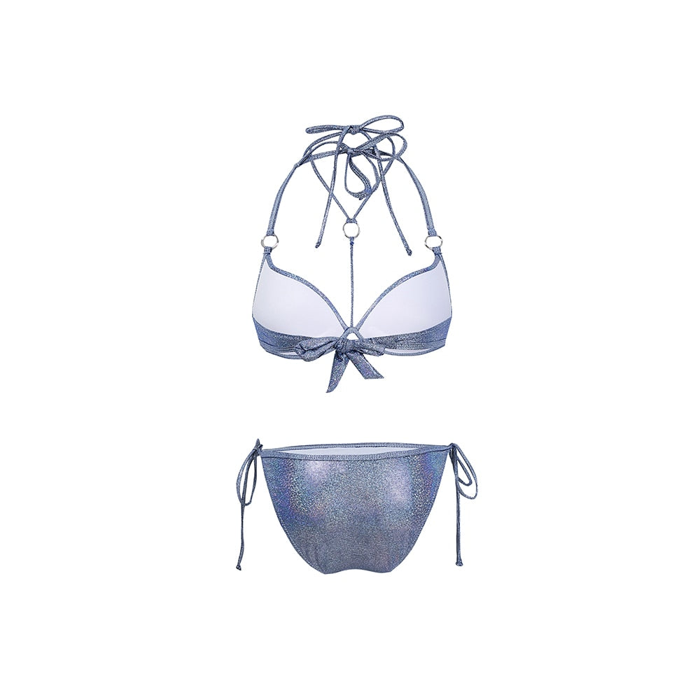 Sexy Brazilian Solid Color Bikinis Halter Top