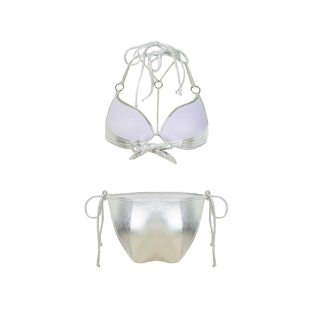 Sexy Brazilian Solid Color Bikinis Halter Top