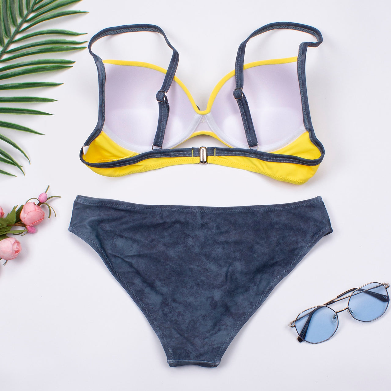 Sexy Padded Underwired Bandeau Low-Waist Bikini and Bathing Suit