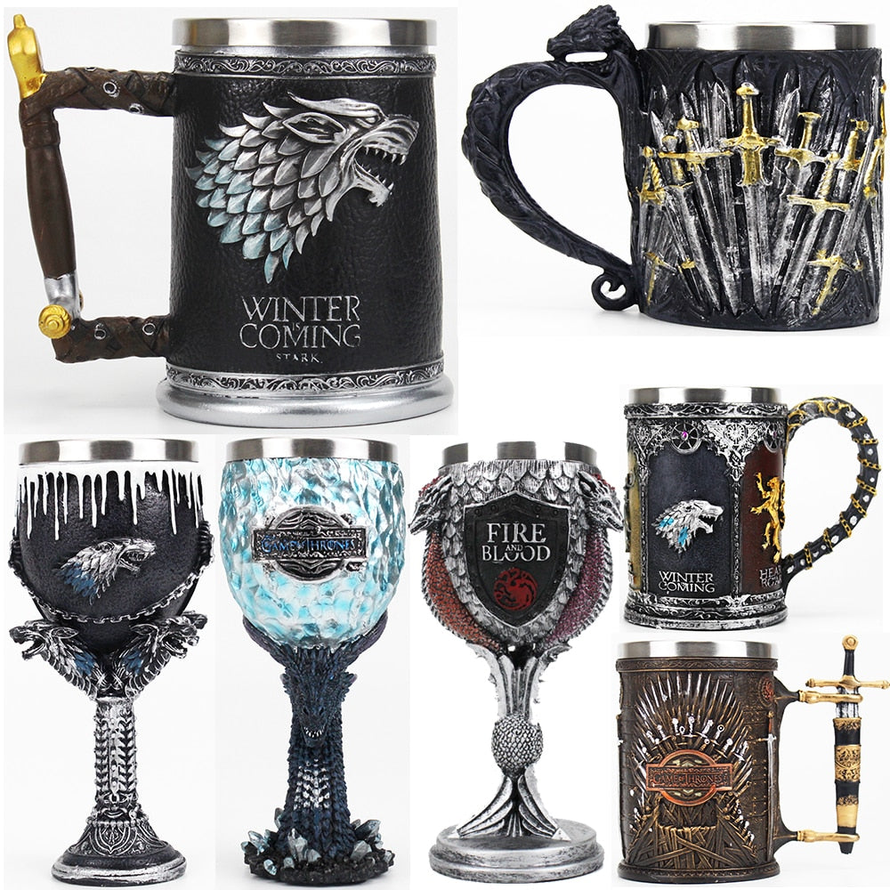 Antique Game of Thrones, Might and Magic Goblet Stainless Steel Resin Mugs