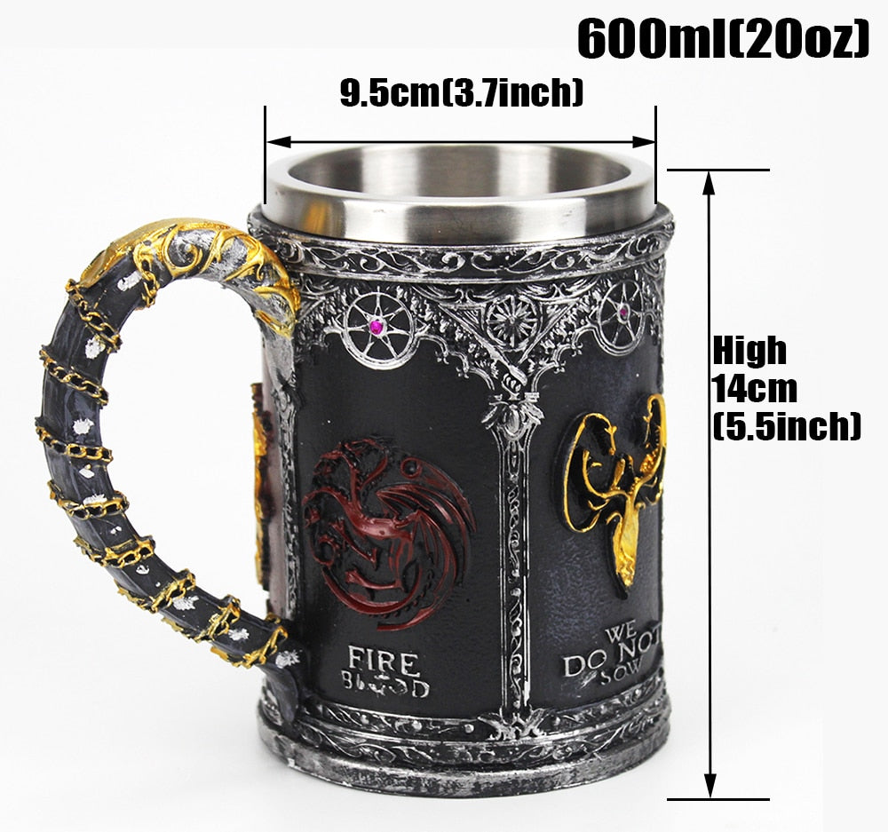 Antique Game of Thrones, Might and Magic Goblet Stainless Steel Resin Mugs
