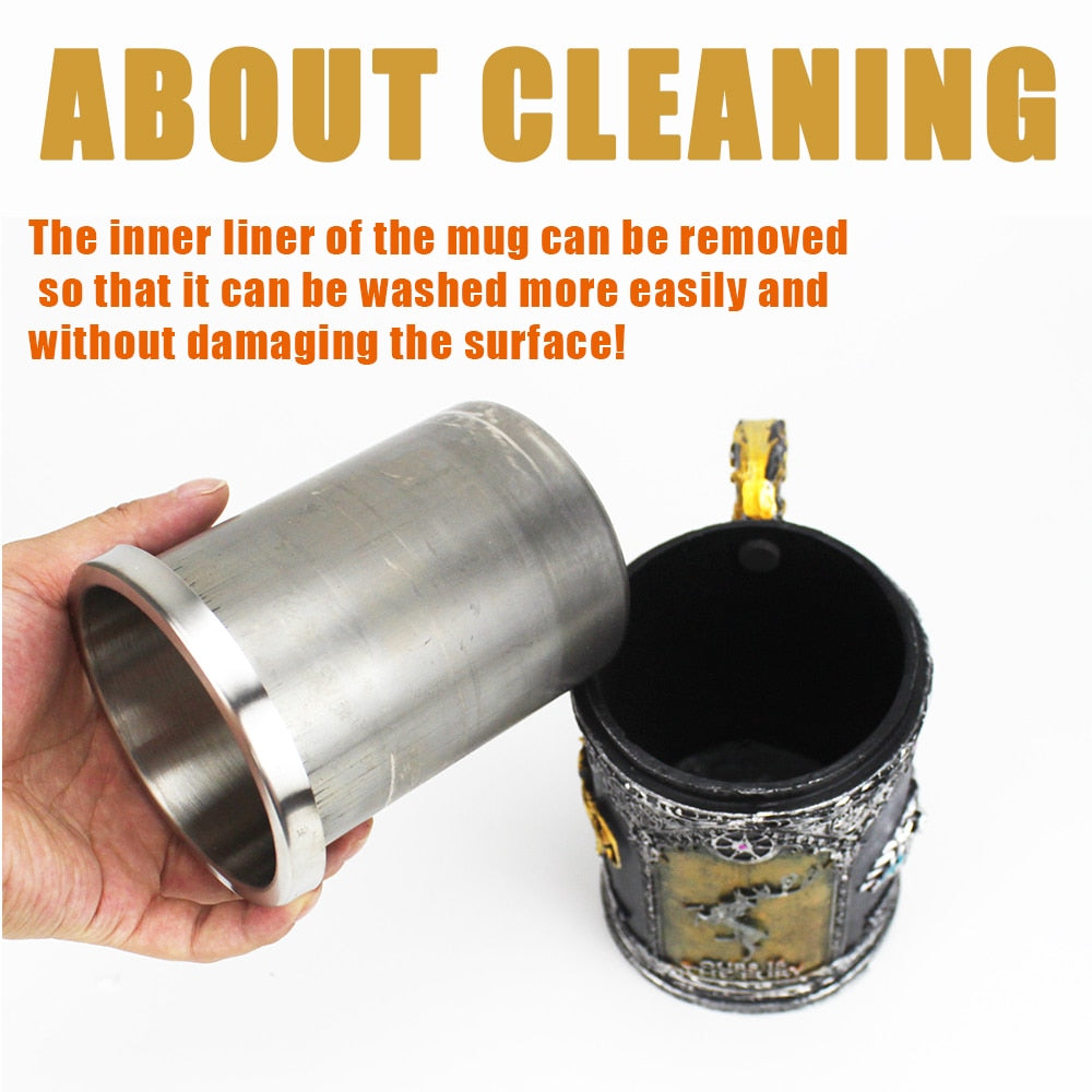 Antique Game of Thrones, Might and Magic Goblet Stainless Steel Resin Mugs