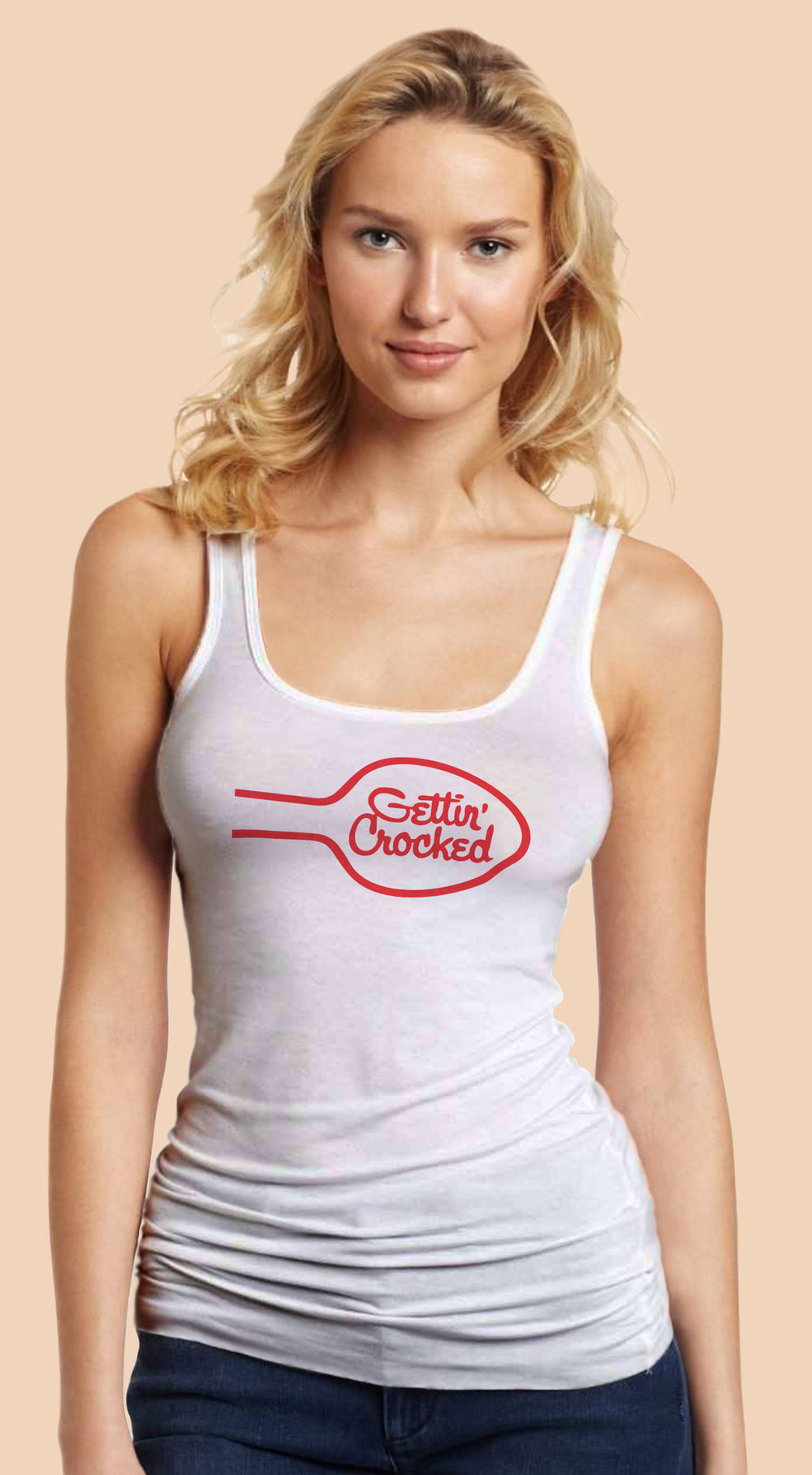 Gettin Crocked White tanktop T-shirt for Women - TshirtNow.net - 1