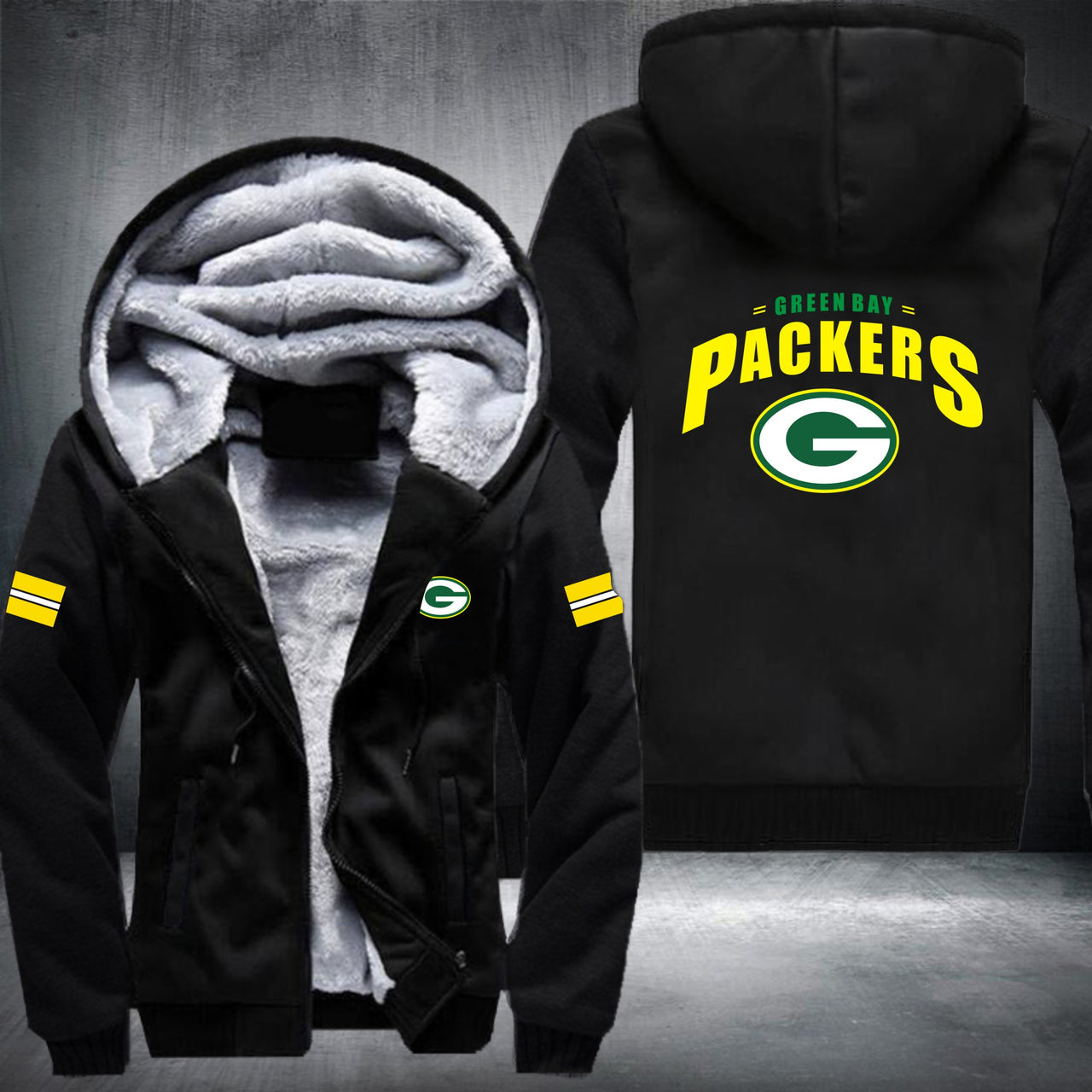 NFL GREEN BAY PACKERS STRIPES THICK FLEECE JACKET