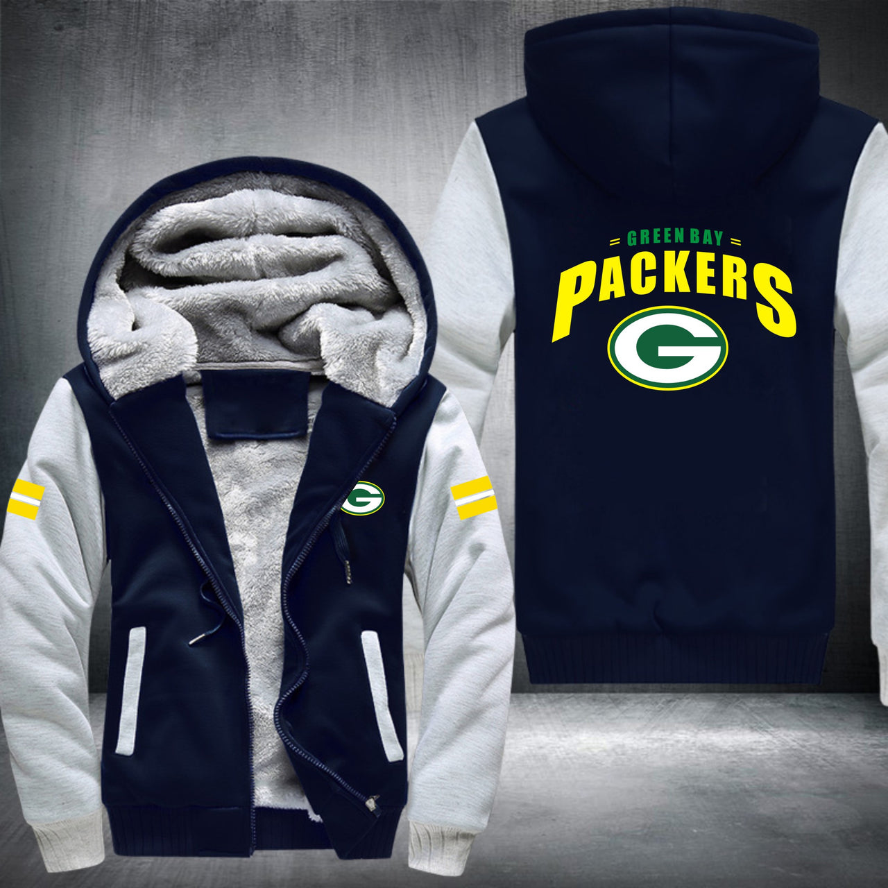 NFL GREEN BAY PACKERS STRIPES THICK FLEECE JACKET