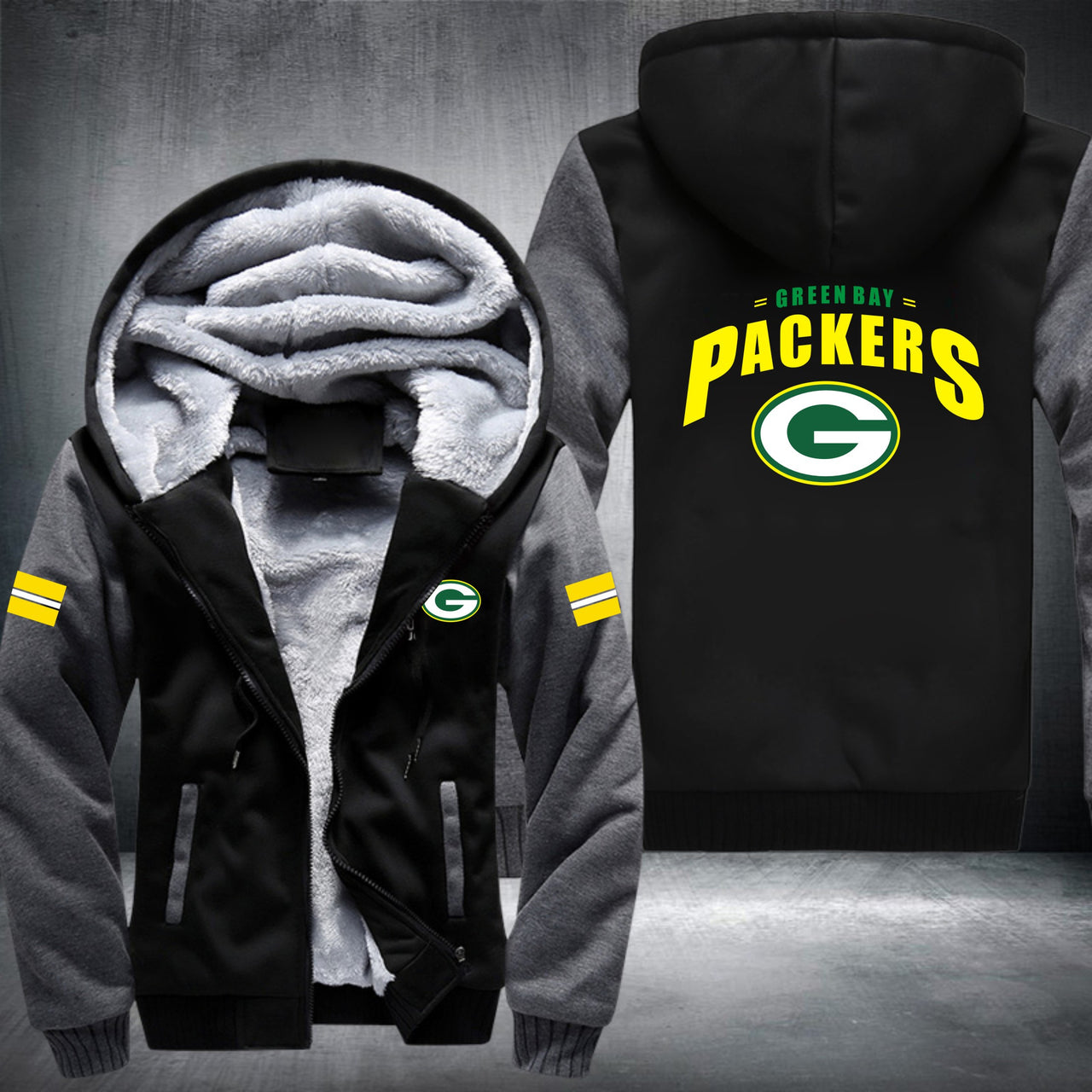 NFL GREEN BAY PACKERS STRIPES THICK FLEECE JACKET