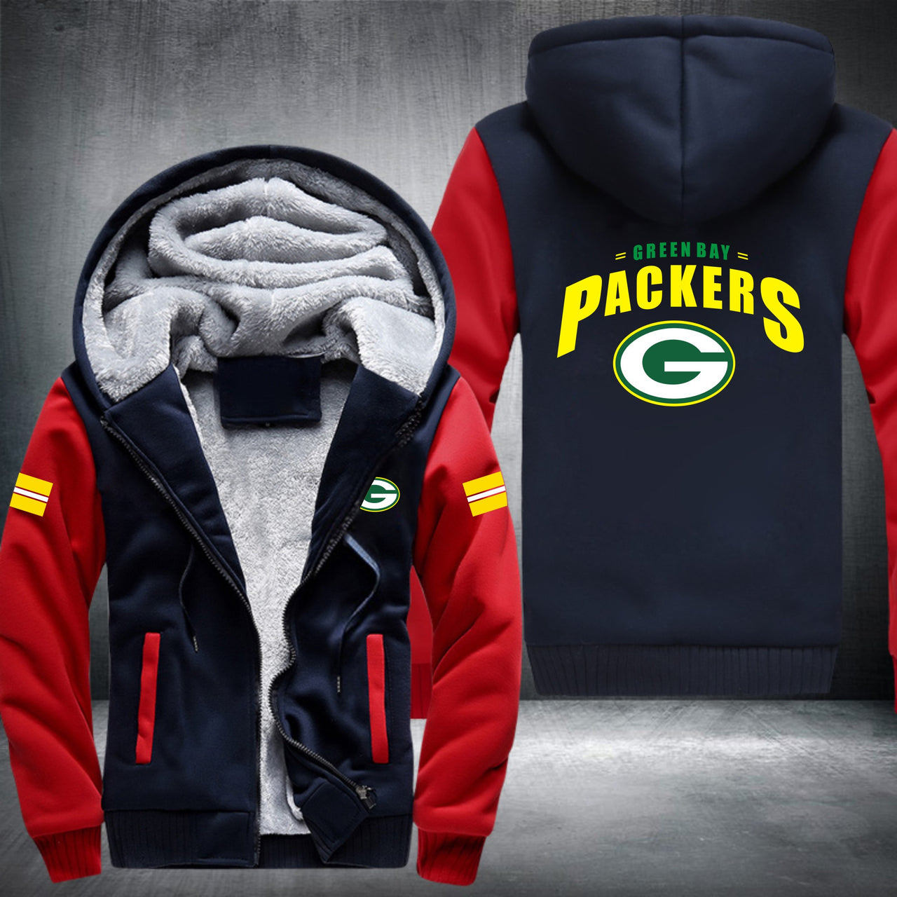 NFL GREEN BAY PACKERS STRIPES THICK FLEECE JACKET