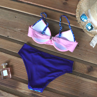 Thumbnail for Riseado Push Up Yellow Bikini Set Patchwork Swimsuits