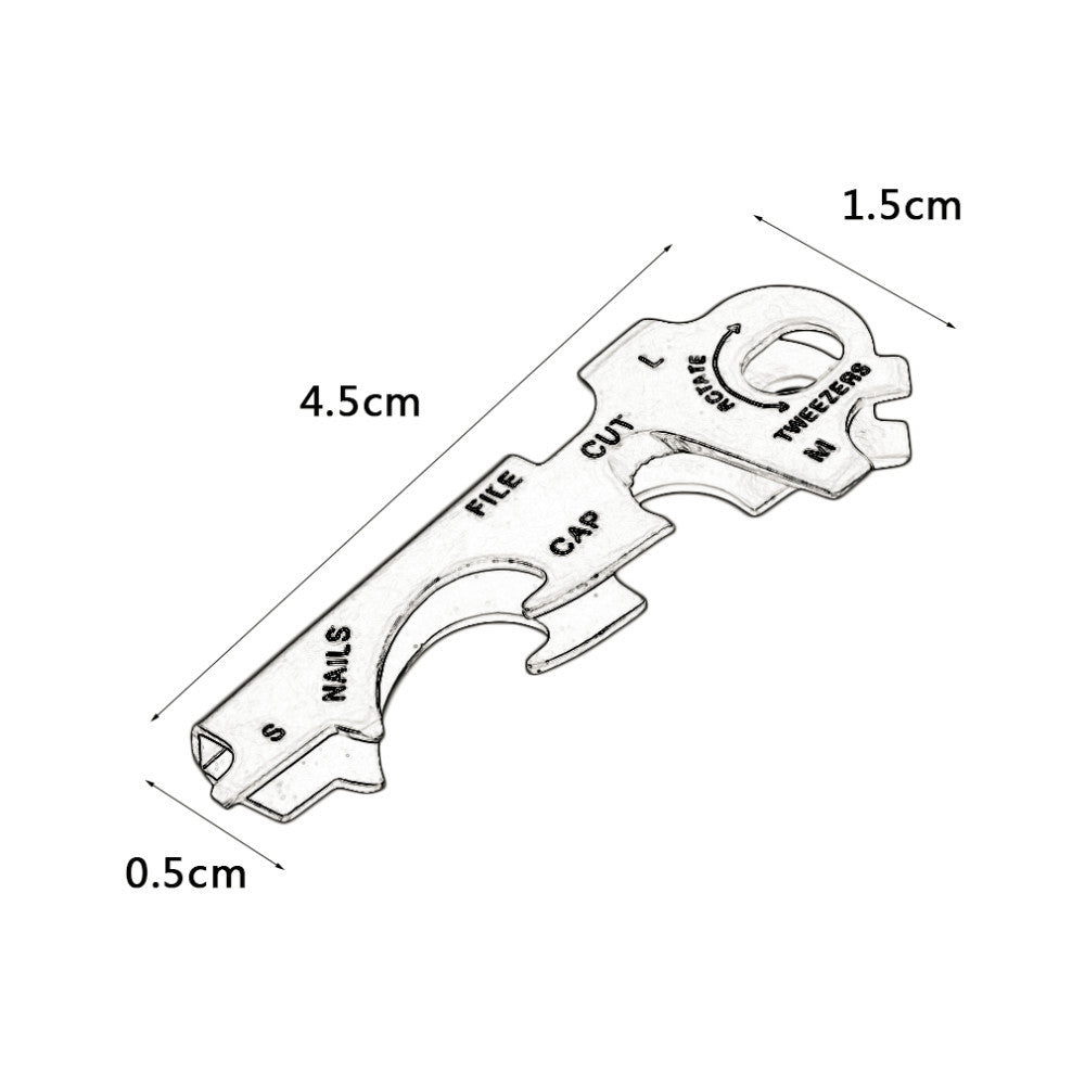 8 In 1 Outdoor Camping Hiking Rescue Stainless Steel Keychain Key Ring Multifunction Survival Tool