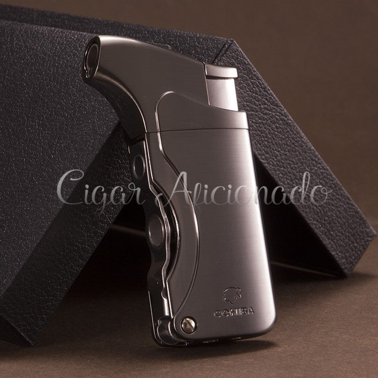 COHIBA Brand New High Quality Pocket Size Metal Windproof Torch Jet Flame Butane Gas Cigarette Cigar Lighter W/ Double Cigar Punch
