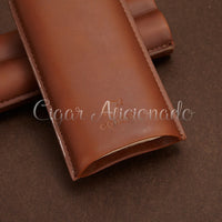 Thumbnail for Gorgeous Portable Brown Leather Cigar Case Travel Holder 2 Cigar Tubes with Black Gift Box