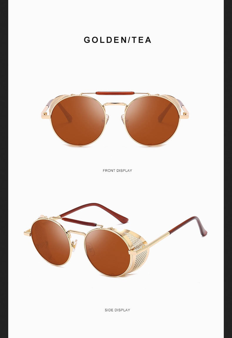 Retro Round Steampunk Sunglasses for Men and Women