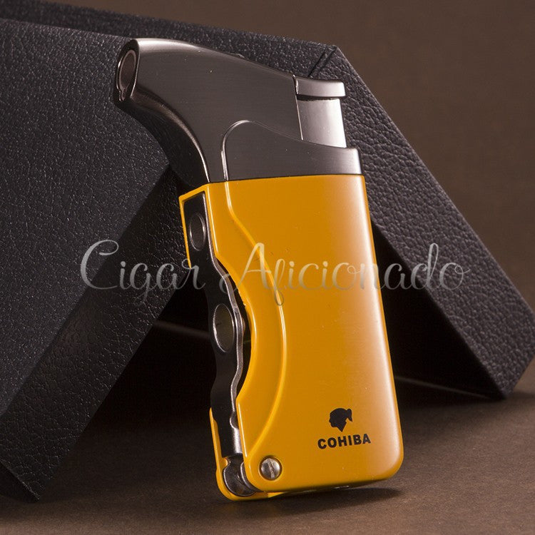 COHIBA Brand New High Quality Pocket Size Metal Windproof Torch Jet Flame Butane Gas Cigarette Cigar Lighter W/ Double Cigar Punch