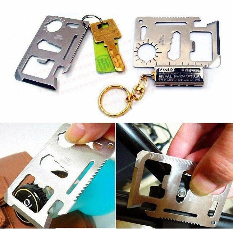 11 in 1 Multifunction Outdoor Hunting Survival Camping Pocket Military Credit Card Knife Multitool