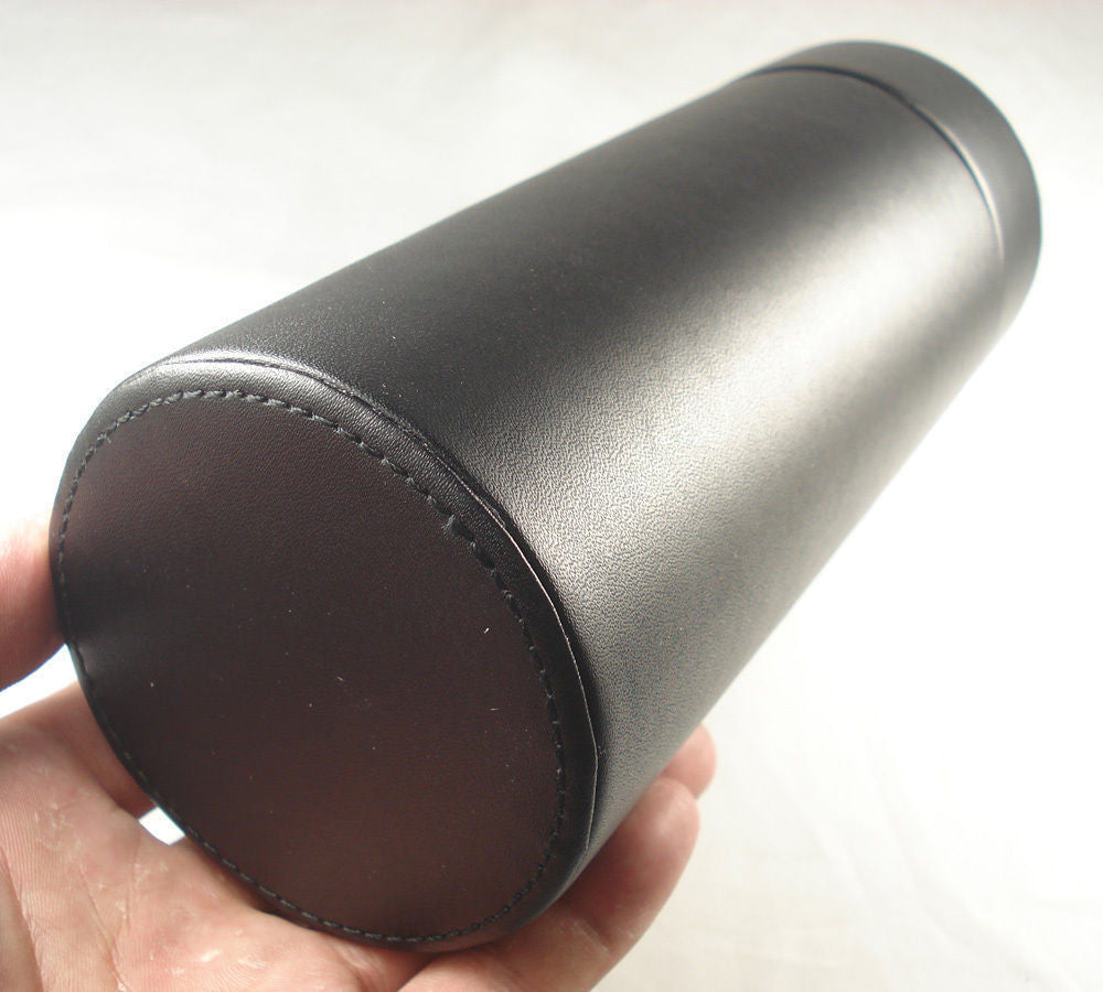 Black COHIBA Genuine leather Travel Cigar Tube Jar Humidor with Hygrometer & Humidifier