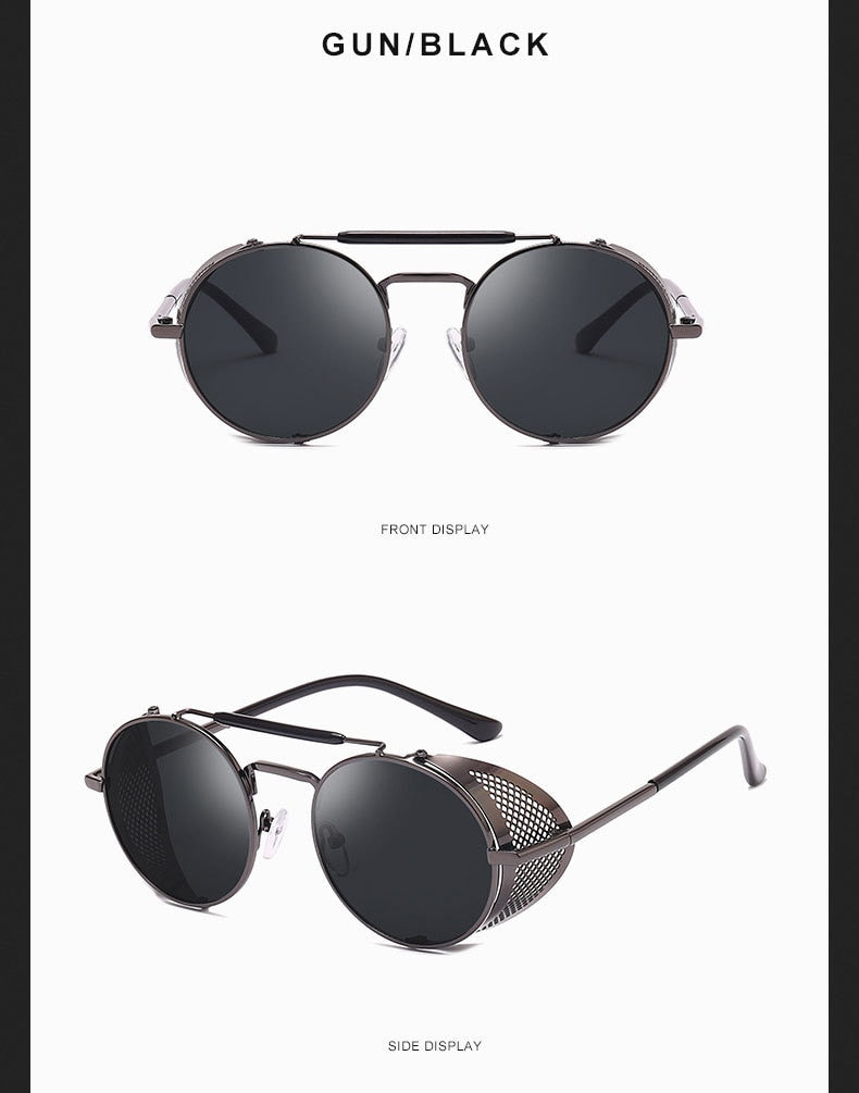 Retro Round Steampunk Sunglasses for Men and Women