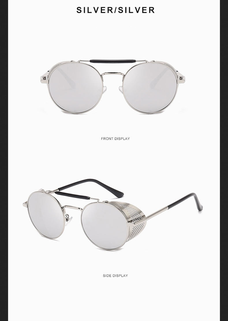 Retro Round Steampunk Sunglasses for Men and Women