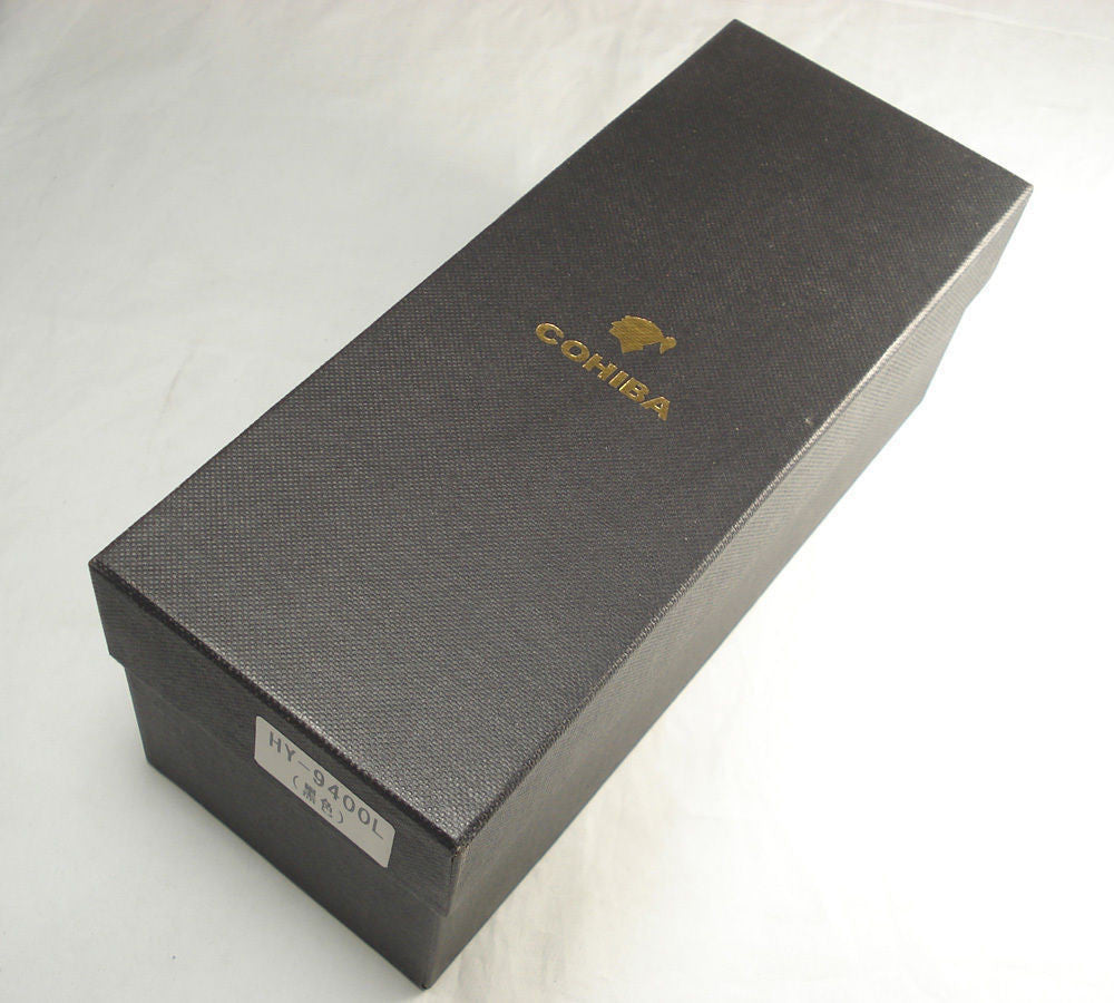 Black COHIBA Genuine leather Travel Cigar Tube Jar Humidor with Hygrometer & Humidifier
