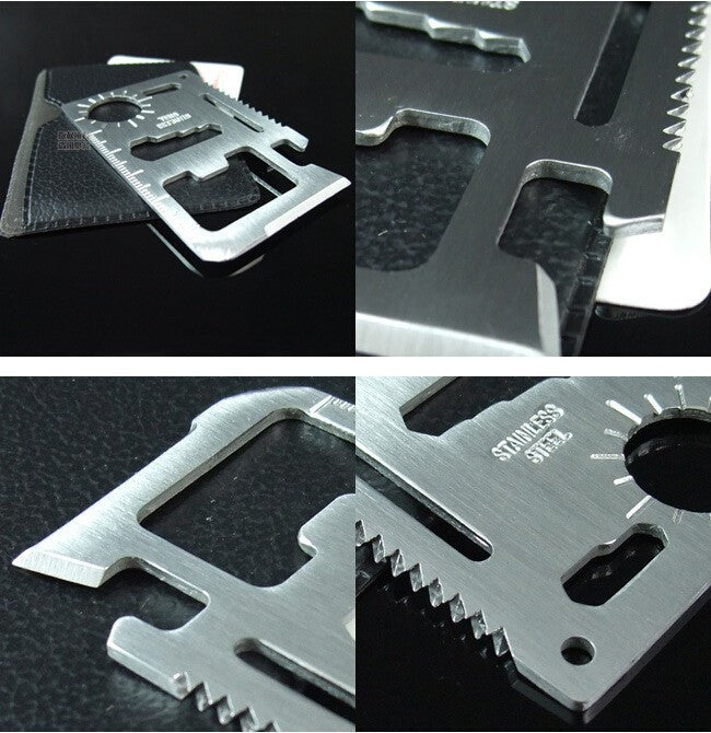 11 in 1 Multifunction Outdoor Hunting Survival Camping Pocket Military Credit Card Knife Multitool