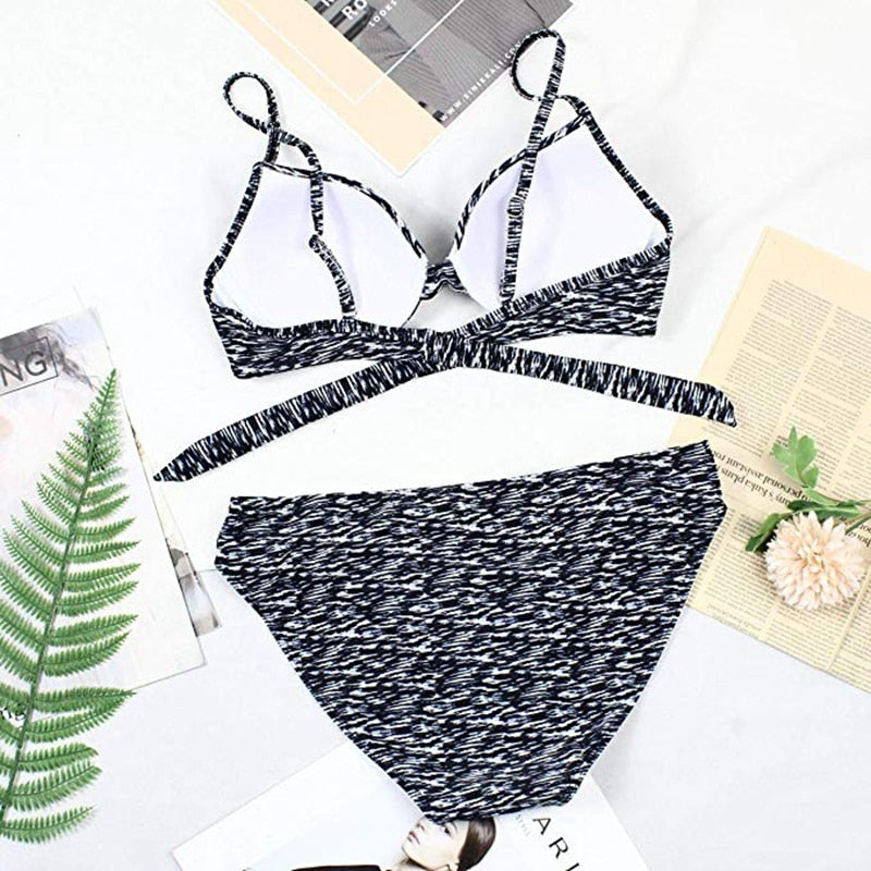 Underwire Mid-waist Bandage Bikini Swimwear