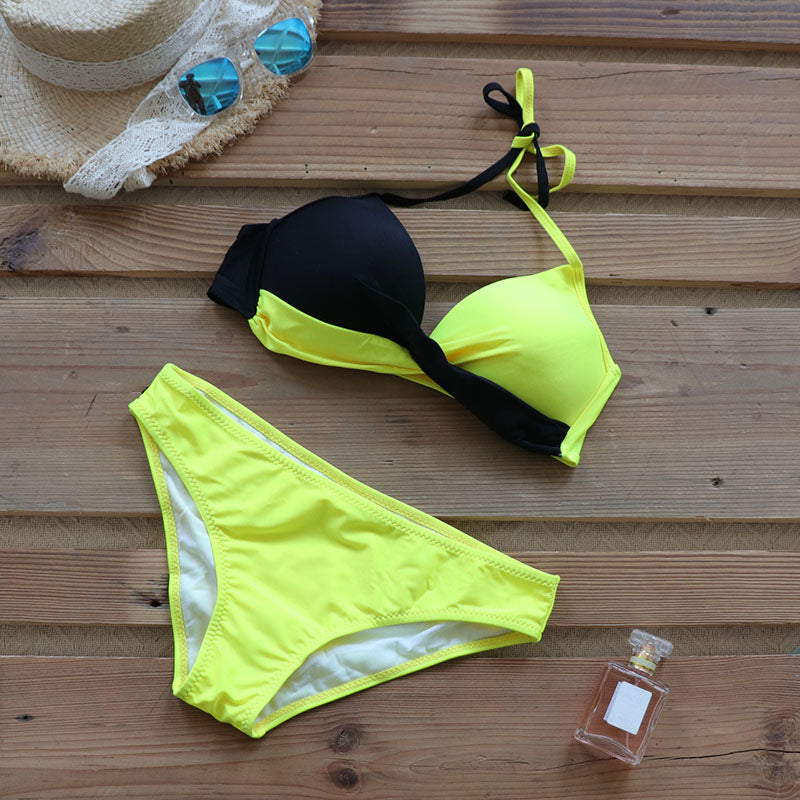 Wire Free Women Sexy Push Up Bikinis Set Swimwear