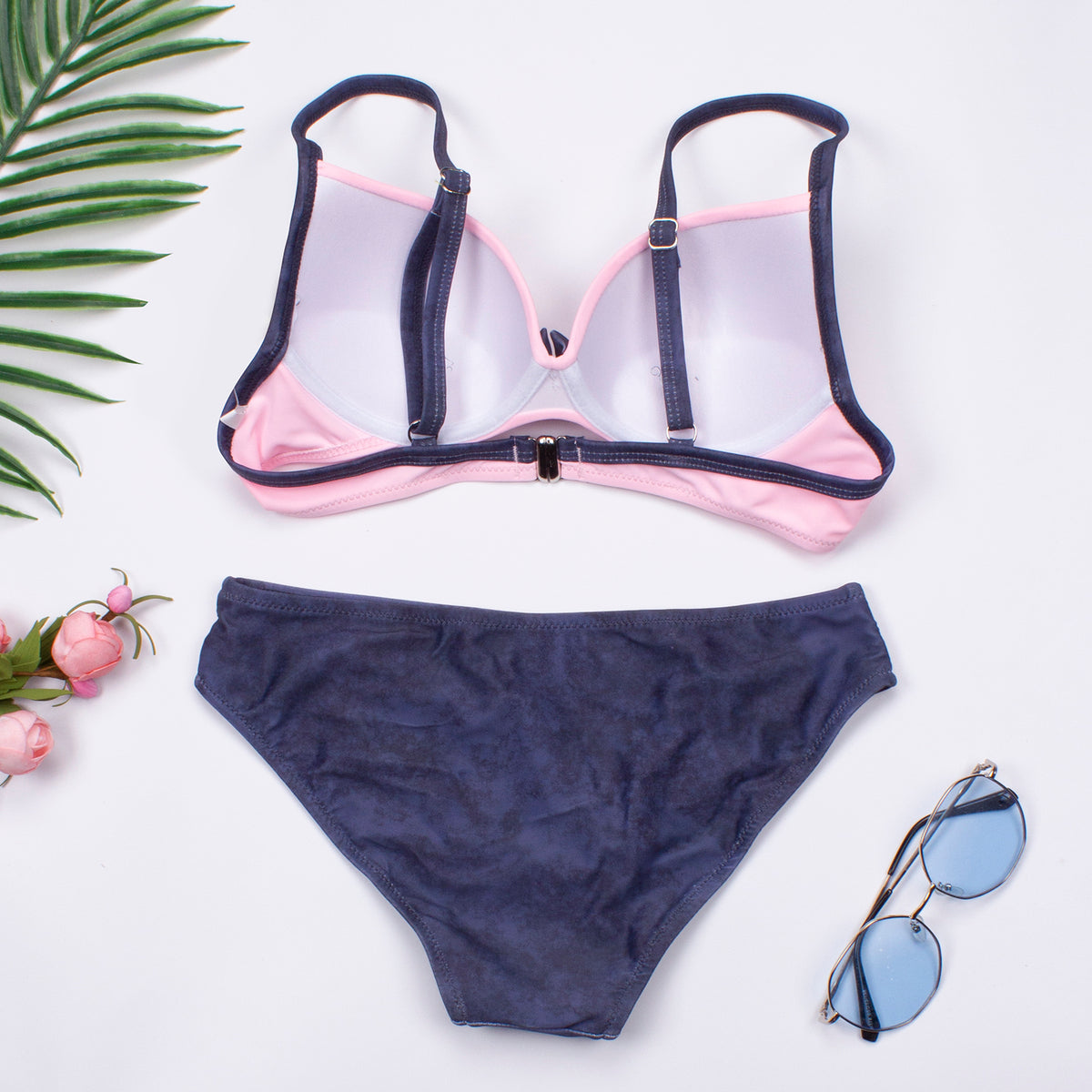 Sexy Padded Underwired Bandeau Low-Waist Bikini and Bathing Suit