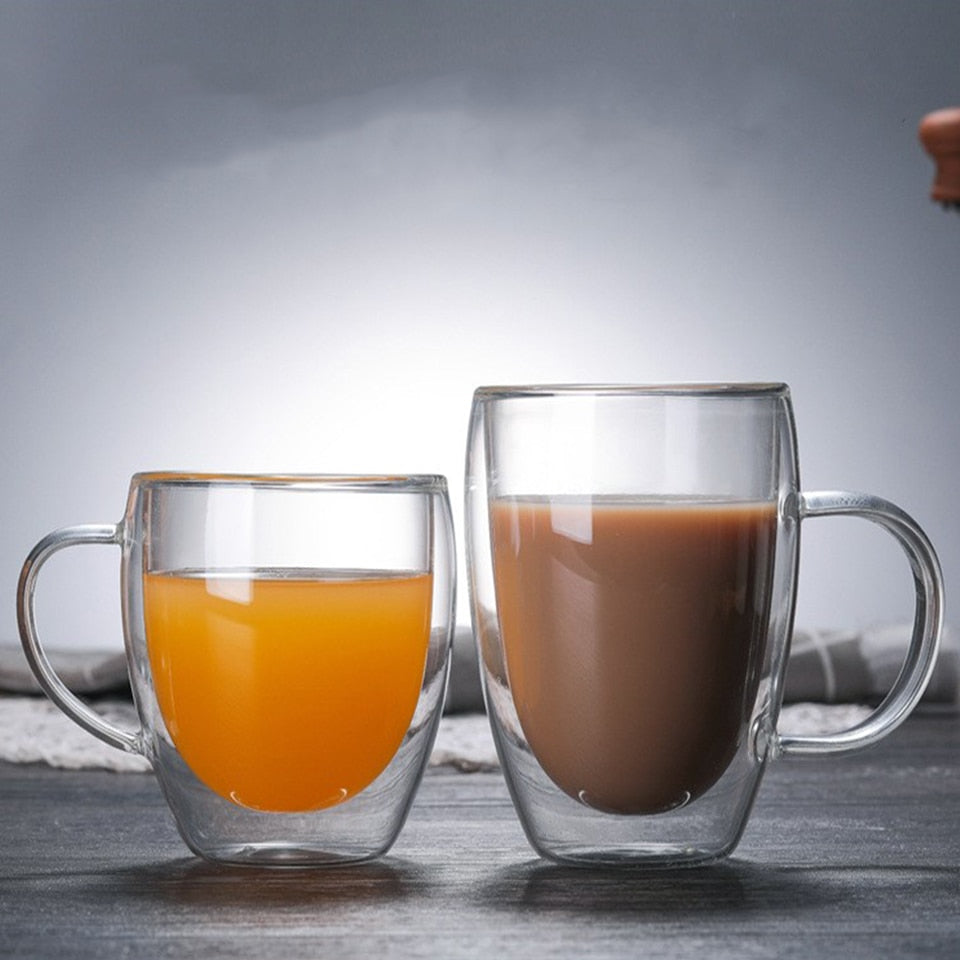 Heat Resistant Borosilicate Double-Wall Glass Mugs