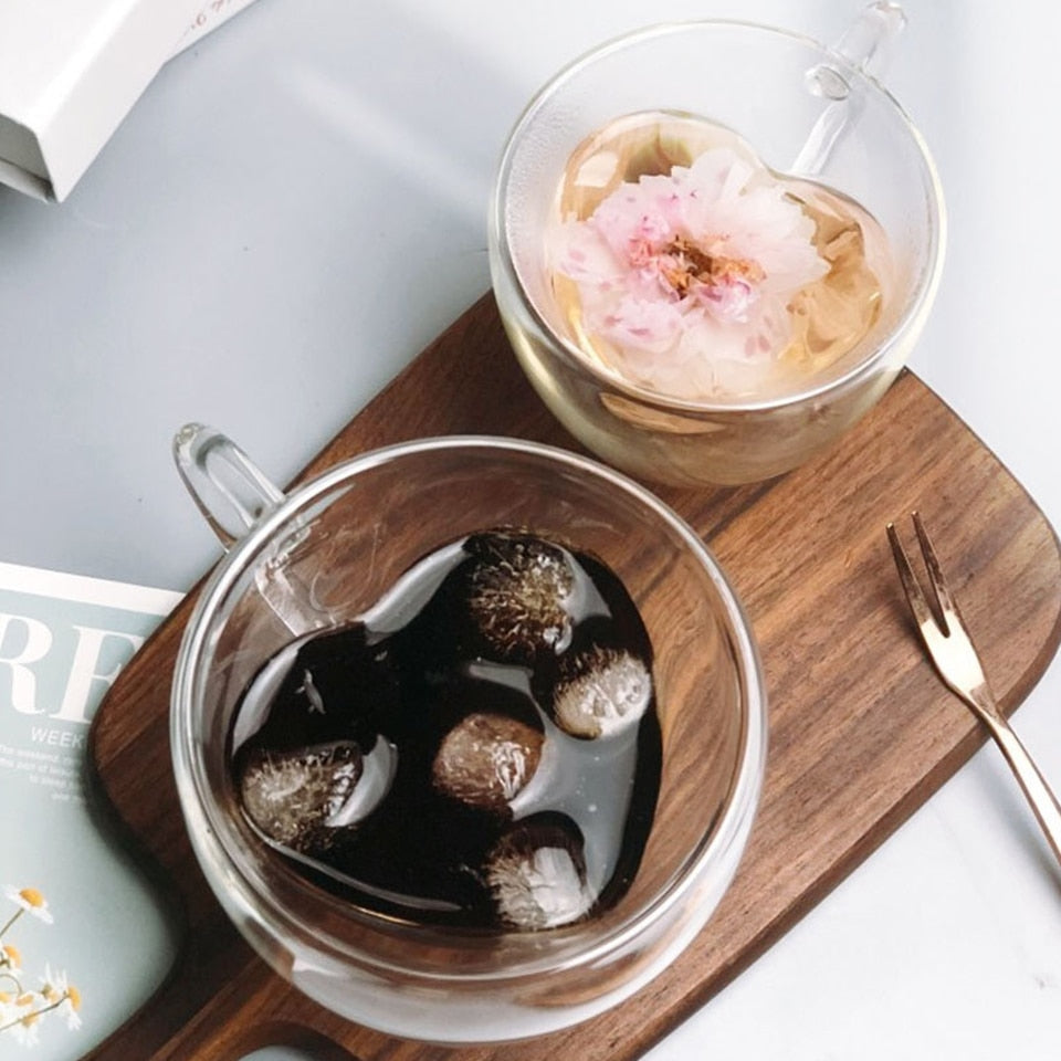 Heat Resistant Borosilicate Double-Wall Glass Mugs
