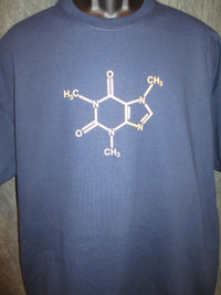 Thumbnail for Caffeine Molecule Navy Blue Tshirt With Yellow Print - TshirtNow.net - 3