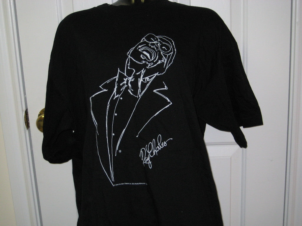 Ray Charles Outline Adult Black Size XL Extra Large Tshirt - TshirtNow.net - 2