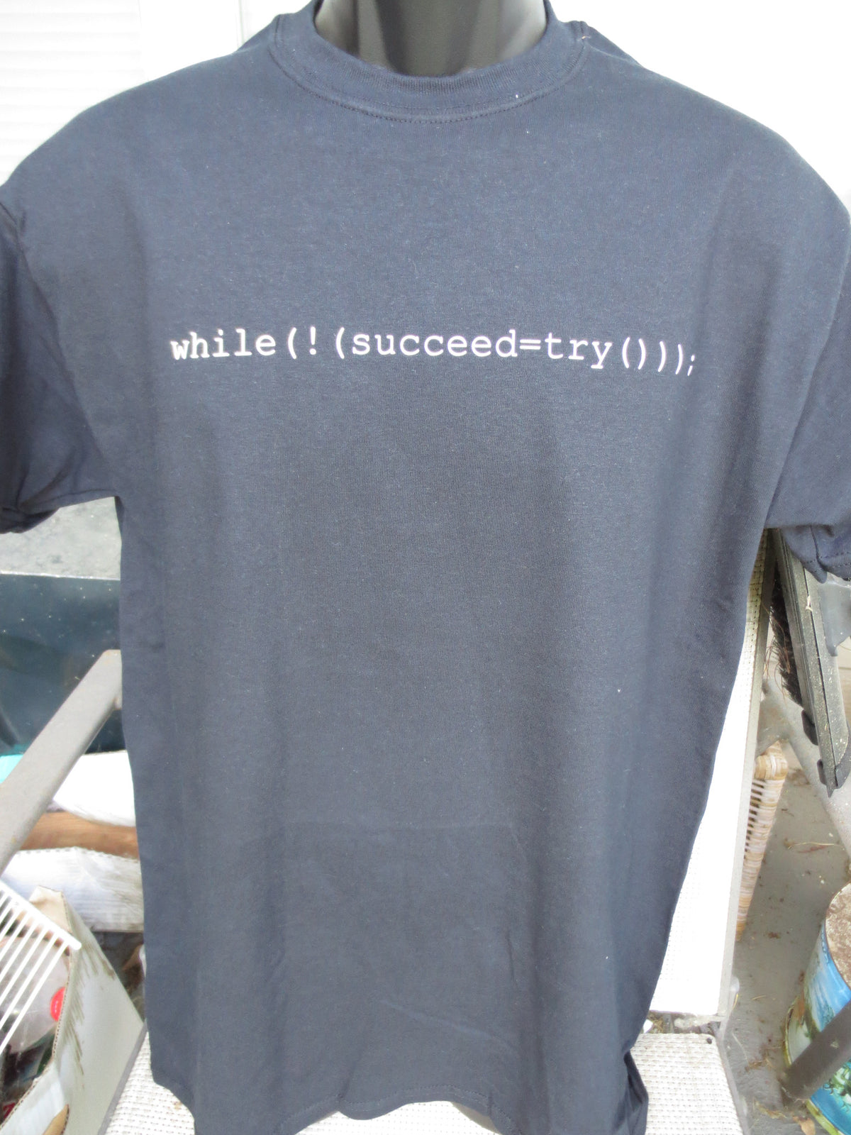 Try and Try Again (Computer Code) Black Tshirt With White Print - TshirtNow.net - 2