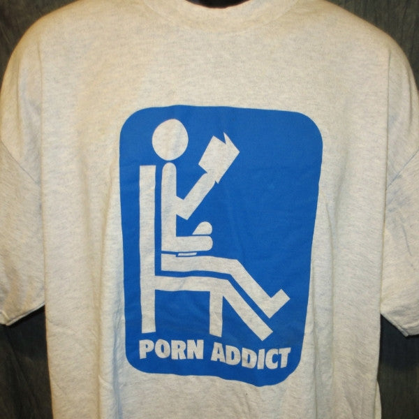 Porn Addict Adult Grey Size XL Extra Large Tshirt - TshirtNow.net - 4