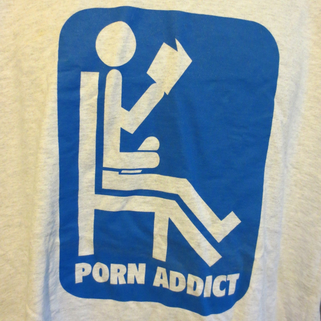 Porn Addict Adult Grey Size XL Extra Large Tshirt - TshirtNow.net - 5