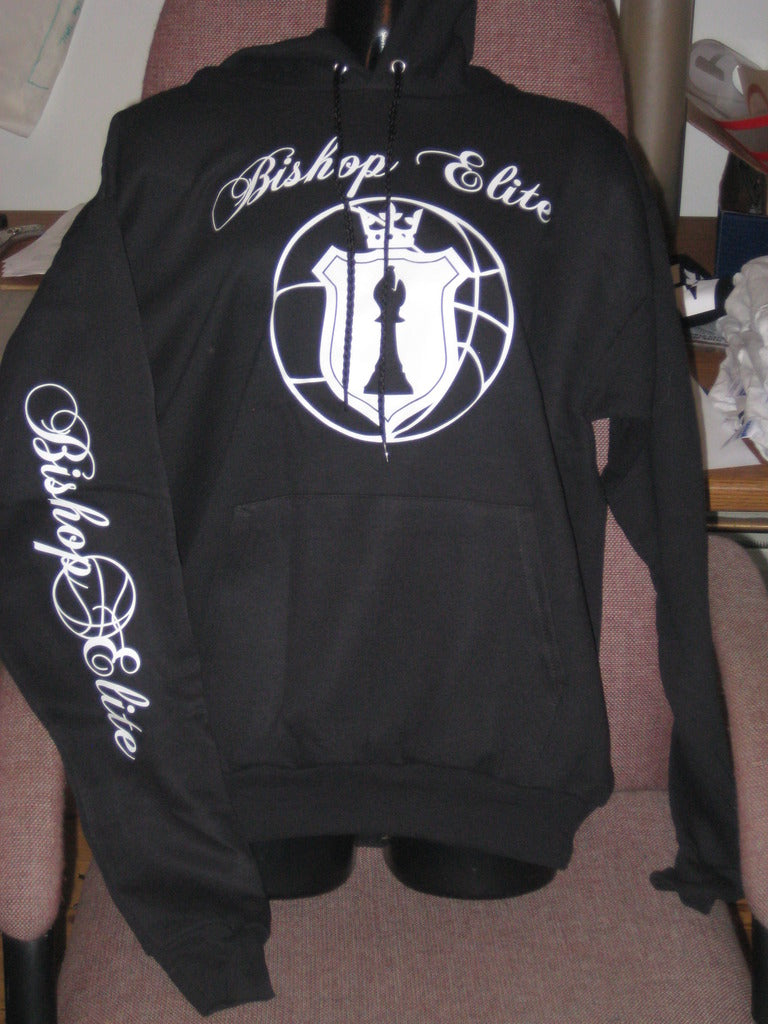 Bishop Elite "Logo" Hoodie: Black With White Print - TshirtNow.net - 2