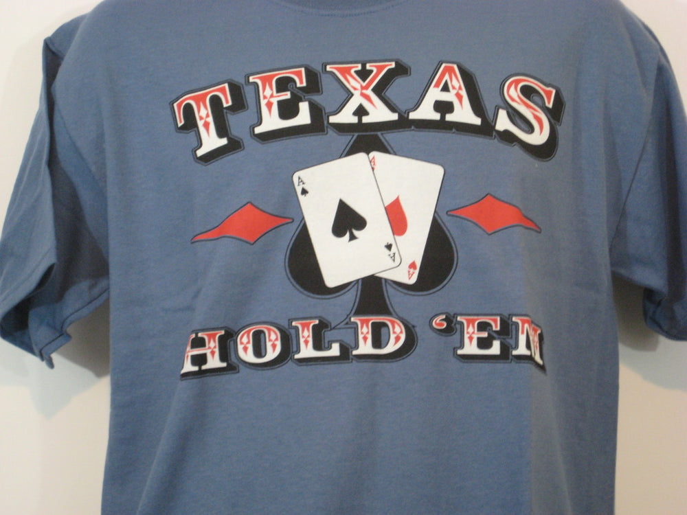 Texas Hold Em Tshirt: Blue Colored Tshirt - TshirtNow.net - 1