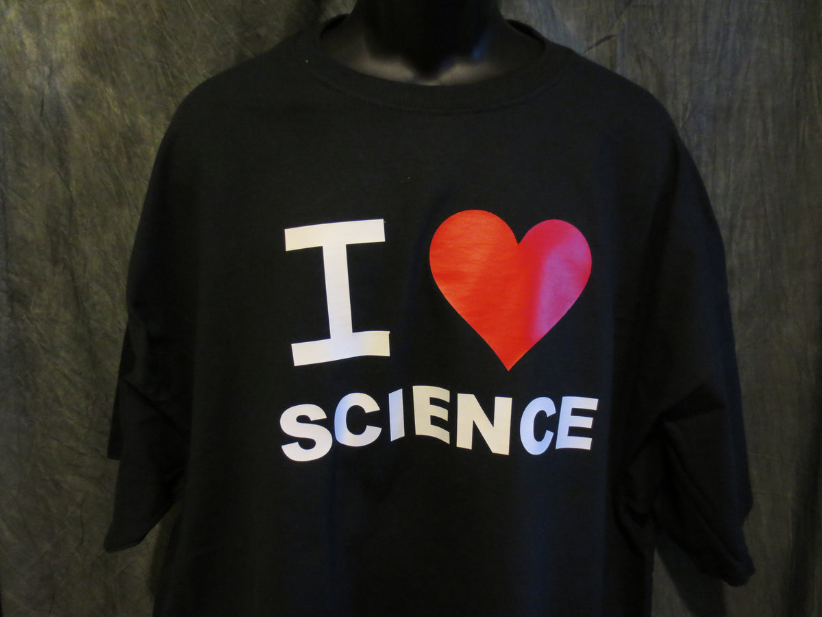 I Love Science Tshirt: Black With Red & White Print - TshirtNow.net - 2