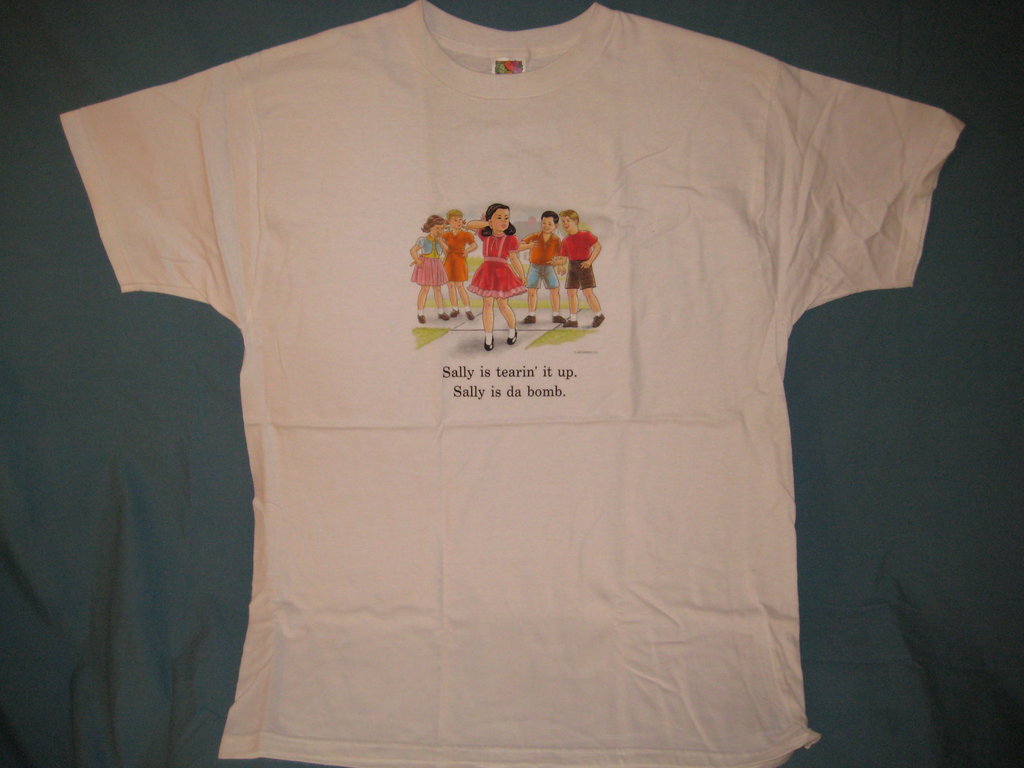 Childhood Sally is Tearin it Up, Sally is Da Bomb Adult White Tshirt - TshirtNow.net - 2