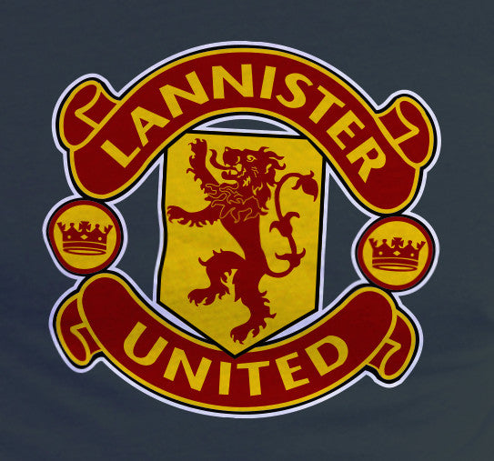 LIMITED EDITION: Game of Thrones Manchester United Logo Parody Spoof t-shirt: House Lannister United Logo on Grey Colored Tshirt - TshirtNow.net - 2
