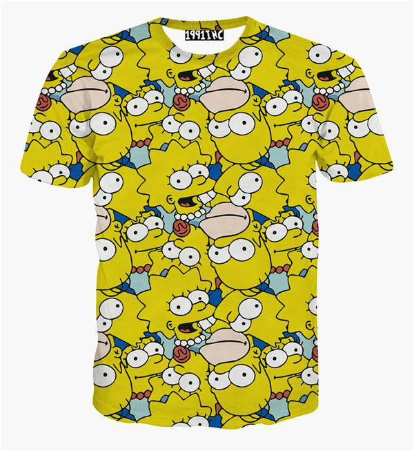 The Simpsons Homer, Lisa and Maggie Simpson Allover Print Tshirt - TshirtNow.net