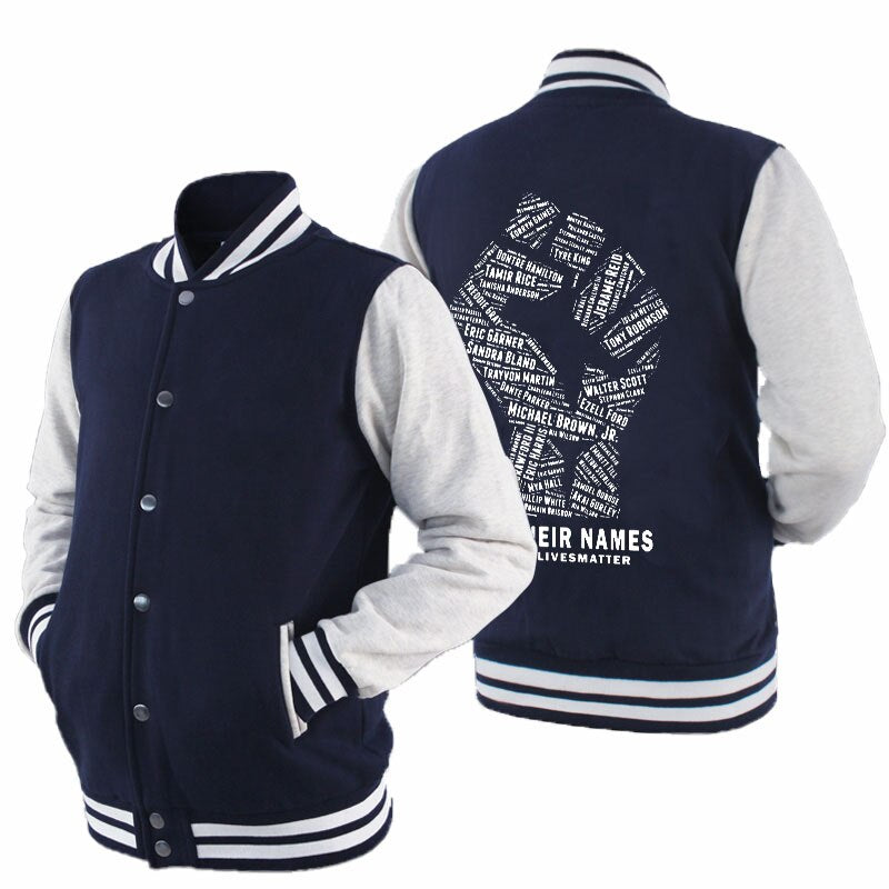 Black Lives Matter - Men's Thick Cotton Fleece Zipper Fitted Baseball Jacket