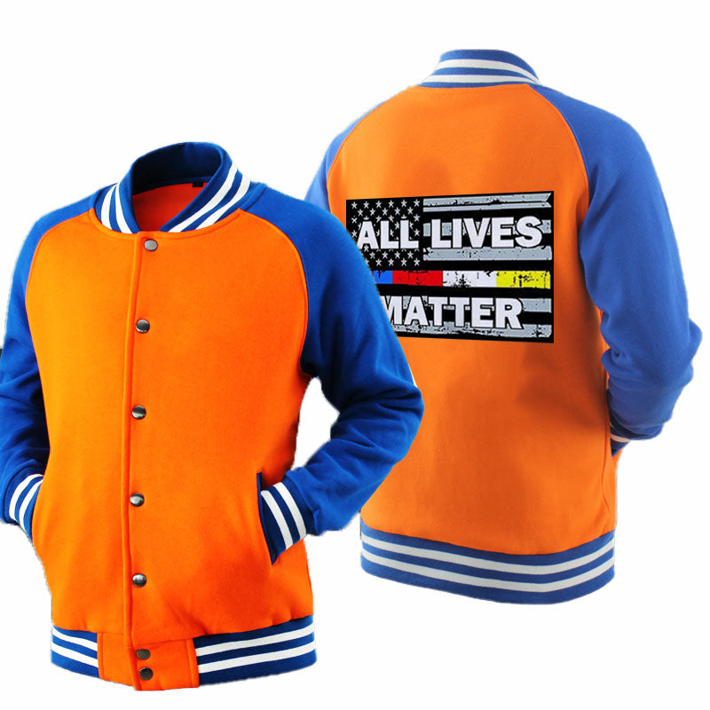 Black Lives Matter - Men's Thick Cotton Fleece Zipper Fitted Baseball Jacket