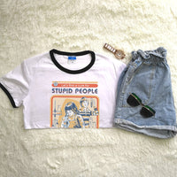 Thumbnail for Childhood Let's Find A Cure For Stupid People Tshirt