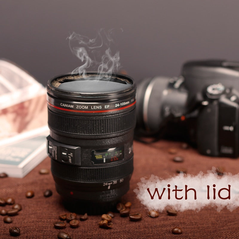 Hard Plastic Coffee/Tea Mug alike SLR Camera Lens 24 105mm 1:1 Scale with openable lid