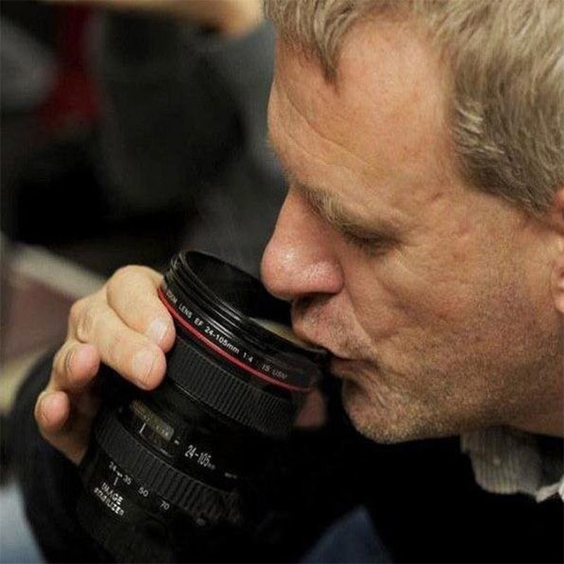 Hard Plastic Coffee/Tea Mug alike SLR Camera Lens 24 105mm 1:1 Scale with openable lid