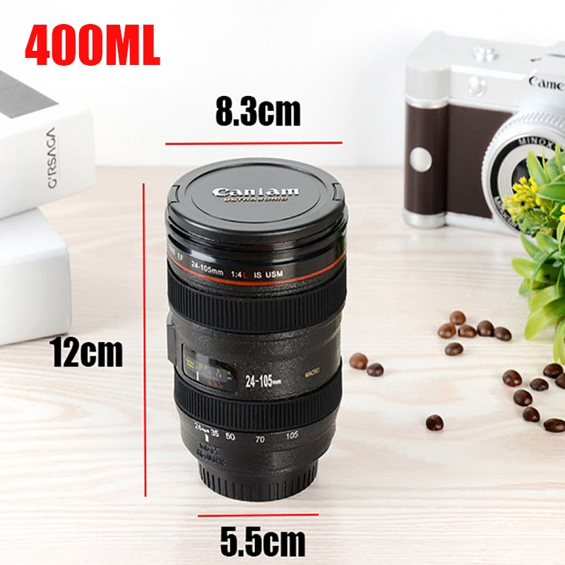 Hard Plastic Coffee/Tea Mug alike SLR Camera Lens 24 105mm 1:1 Scale with openable lid