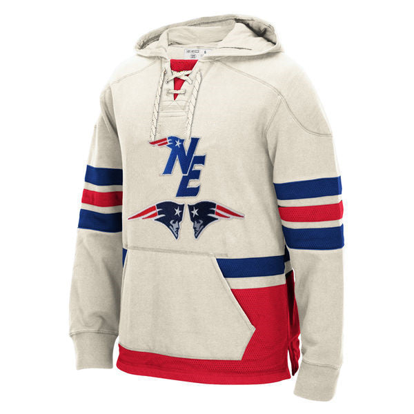 New England Patriots Laced Hockey style Hoodie Sweatshirt